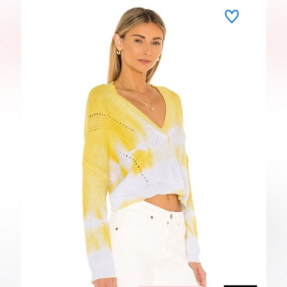 NEW Superdown Yellow Tie Dye Cropped Sweater - Picture 3 of 9